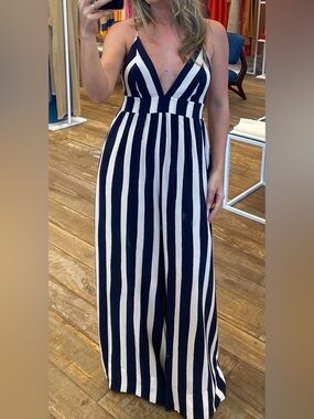 Black and white striped jumpsuit